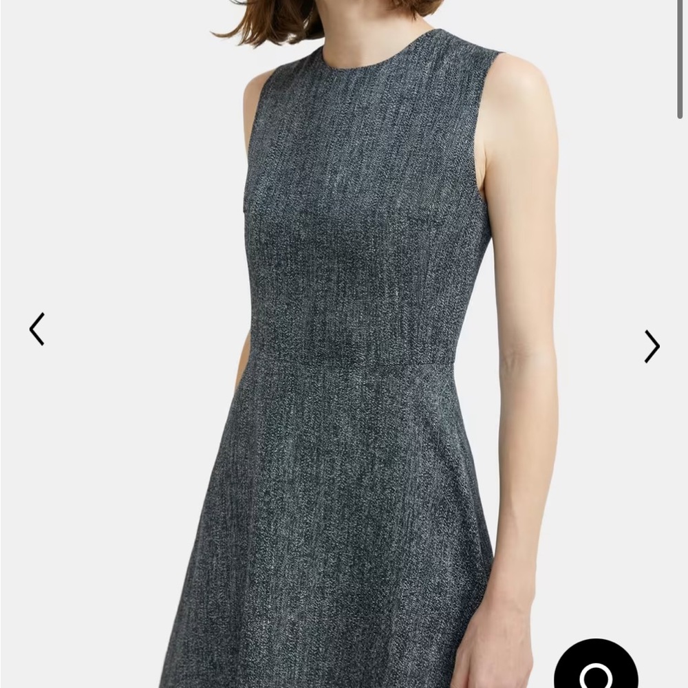 NWT Theory Dart Mini Dress Textured Linen Blend A-Line Navy Multi Size 0 $395